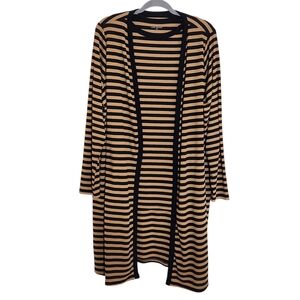 Lane Bryant Brown and Black Striped Ribbed Knit Tank and Cardigan Set Size 18/20
